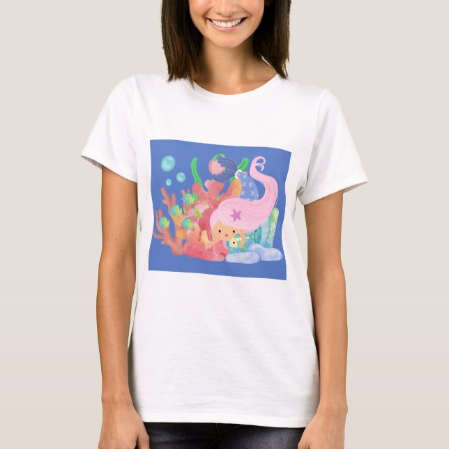 ROSA HÅR HAVSFRU  T SHIRT (Framsida)