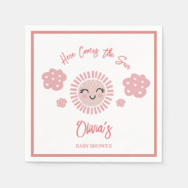 Rosa här kommer Sol Solskine Girl Baby Shower Pappersservett