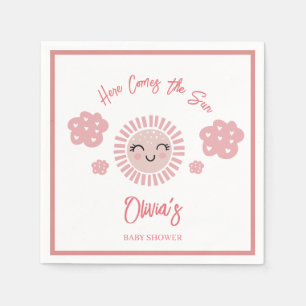 Rosa här kommer Sol Solskine Girl Baby Shower Pappersservett