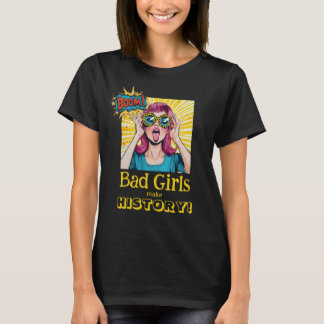 Rosa Hår Popart Tjej Feminism T Shirt