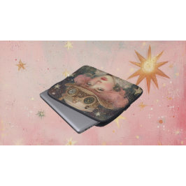 Rosa-hårade Steampunk Young Vuxen Woman Laptop Fodral