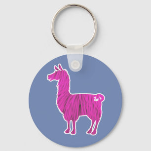Rosa Hårig Llama Keychain Nyckelring