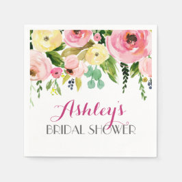 Rosa härlig blom- servettgult pappersservett