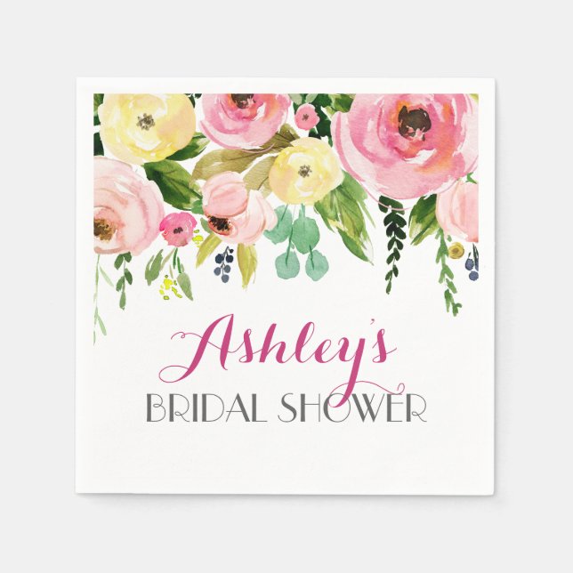 Rosa härlig blom- servettgult pappersservett (Framsidan)