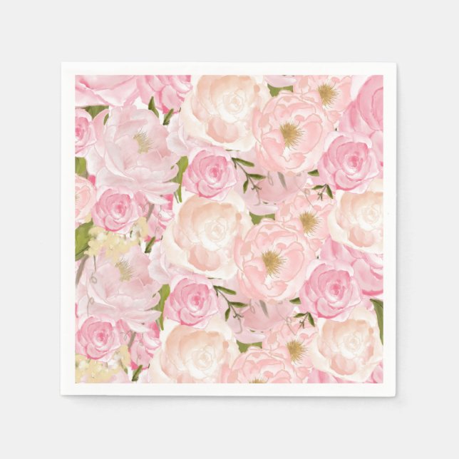 Rosa härliga blom- servetter (Framsidan)
