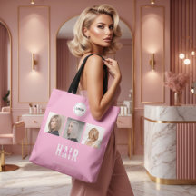 Rosa hårstylist fotokollage logotyp 