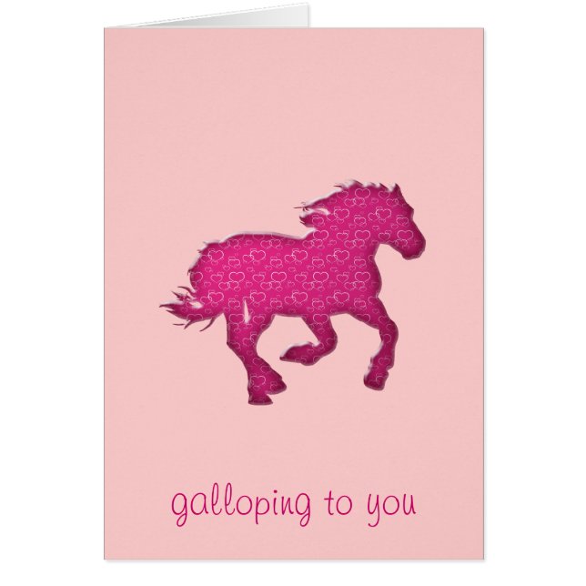 rosa häst hälsningskort (Framsidan)