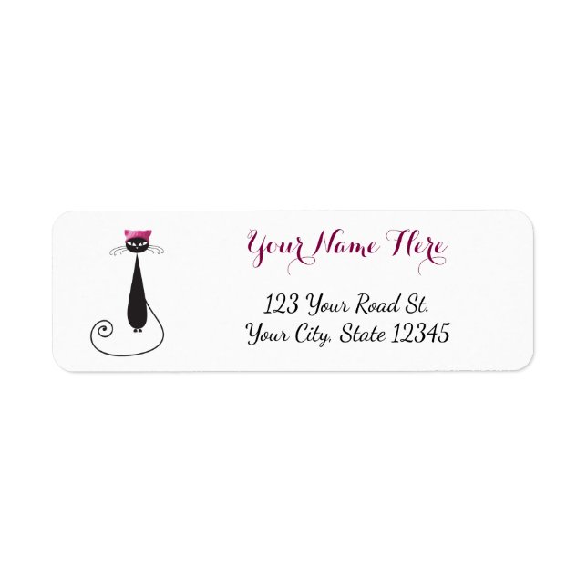 Rosa Hat Kattunge Returadress Etikett (Framsidan)