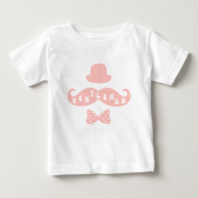 Rosa Hat Mustache Avslappnad Pojke T-Shirt (Framsida)