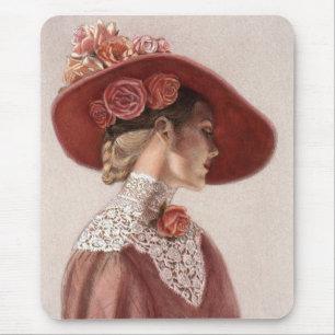 Rosa hatt för elegant vintage för musmatta