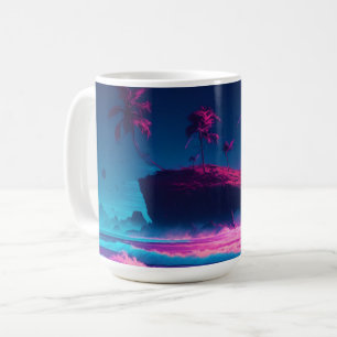 Rosa hav och palmer Digital konst Kaffemugg