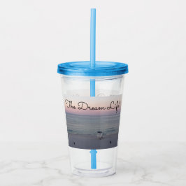 Rosa hav soluppgång strand drömliv sagt take away mugg