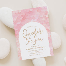 Rosa havsfrue Oneder sjön 1-års födelsedagsfest Inbjudningar