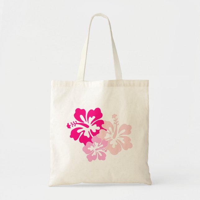 Rosa Hawaiian Flowers Tote Bag Tygkasse (Framsidan)