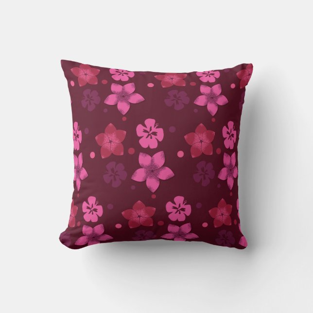 Rosa Hawaiian Print Dekorativ kudde (Framsida)