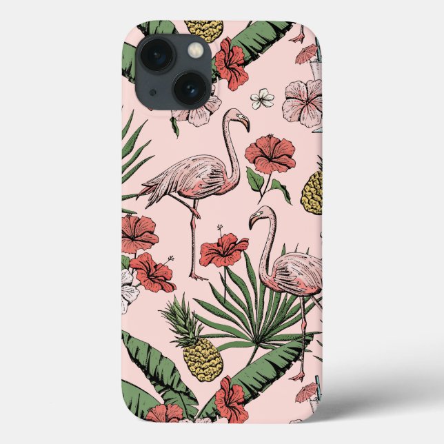 Rosa Hawaiiansk Blommig Flamingo (Baksida)