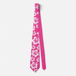 Rosa hawaiianska blommor – Tropiska vita blomstera Slips