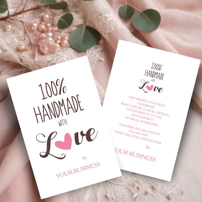 Rosa Heart 100 % handgjord med Kärlek-offert Visitkort (Skapare uppladdad)