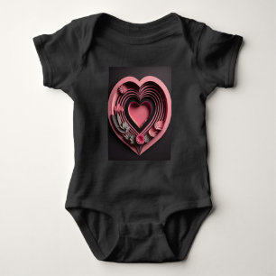 Rosa Heart 3D Papper Art Design T-shirt
