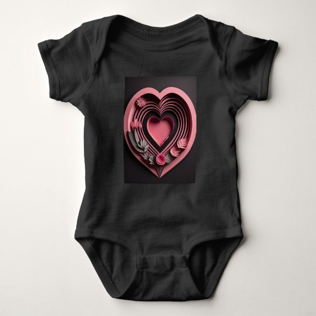 Rosa Heart 3D Papper Art Design T-shirt (Framsida)