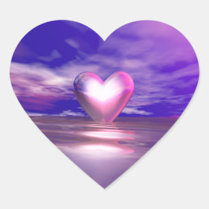 Rosa Heart Afloat Hjärtformat Klistermärke