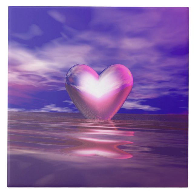 Rosa Heart Afloat Kakelplatta (Framsidan)