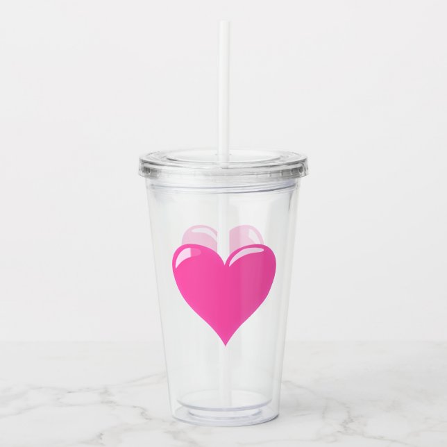 Rosa Heart Akryltorktumlare Take Away Mugg (Framsida)