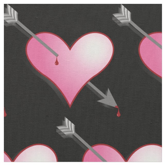 Rosa Heart & Arrow Fabric,Black Tyg (Närbild)