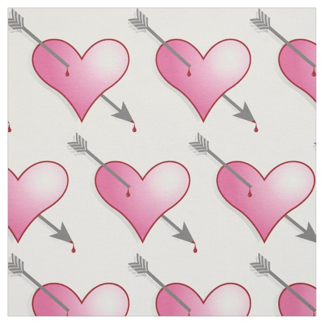 Rosa Heart & Arrow Fabric Tyg (Provkarta)