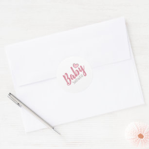 Rosa Heart Baby Shower Classic Round Sticker Runt Klistermärke