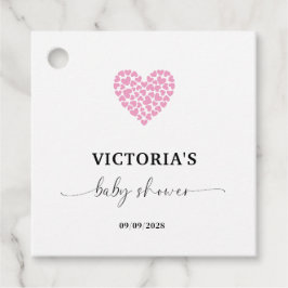 Rosa Heart Baby Shower Party Square Gåvor Etiketter