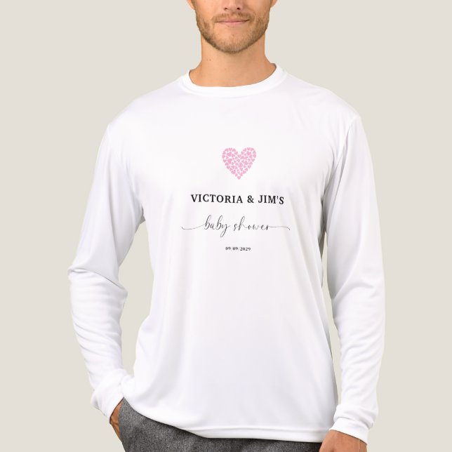 Rosa Heart Baby Shower Party T Shirt (Framsida)