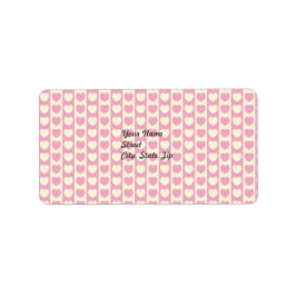 Rosa Heart Background Adress Sticker Adressetikett