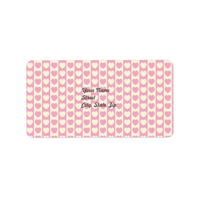 Rosa Heart Background Adress Sticker Adressetikett (Framsidan)