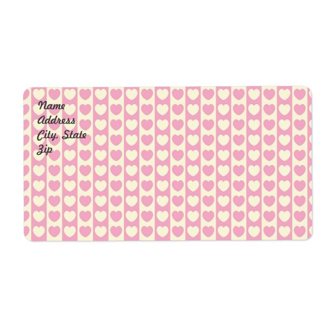 Rosa Heart Background Shipping Label Fraktsedel (Framsidan)