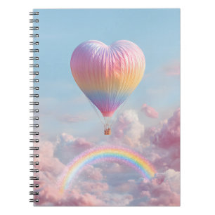 Rosa Heart Balloon Rainbow Himmel bärbar dator Anteckningsbok