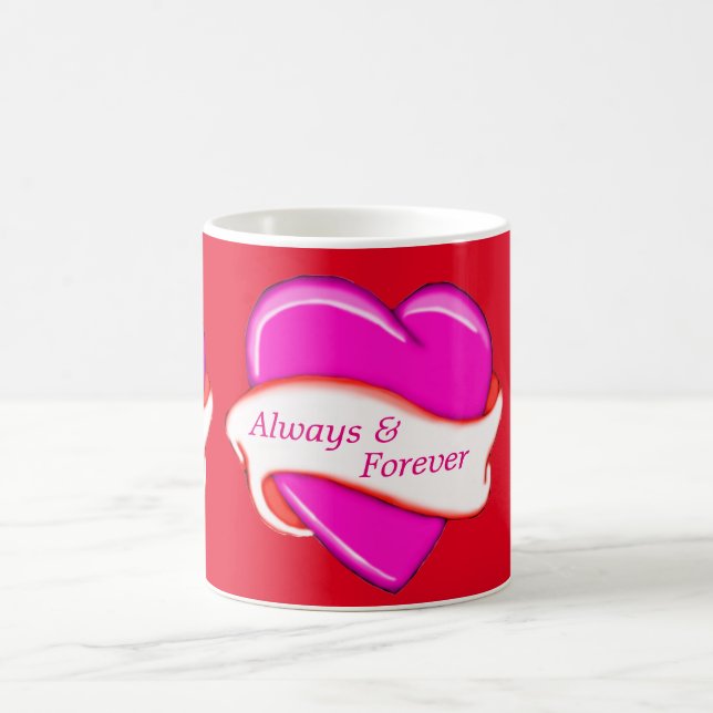 Rosa Heart Banner Personlig mugg (Center)