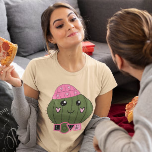 Rosa Heart Beanie Cactus Kärlek T Shirt