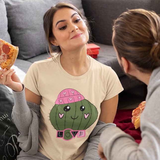 Rosa Heart Beanie Cactus Kärlek T Shirt (Skapare uppladdad)
