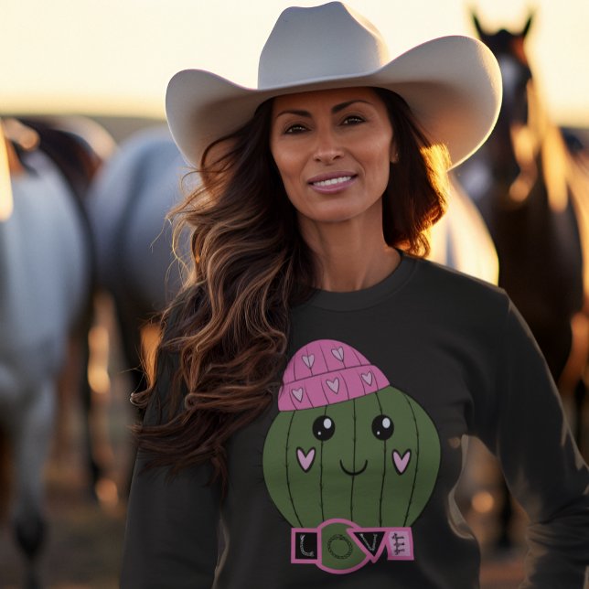 Rosa Heart Beanie Cactus Kärlek T Shirt (Skapare uppladdad)