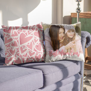 Rosa Heart Best Mamma någonsin Photo Kudde