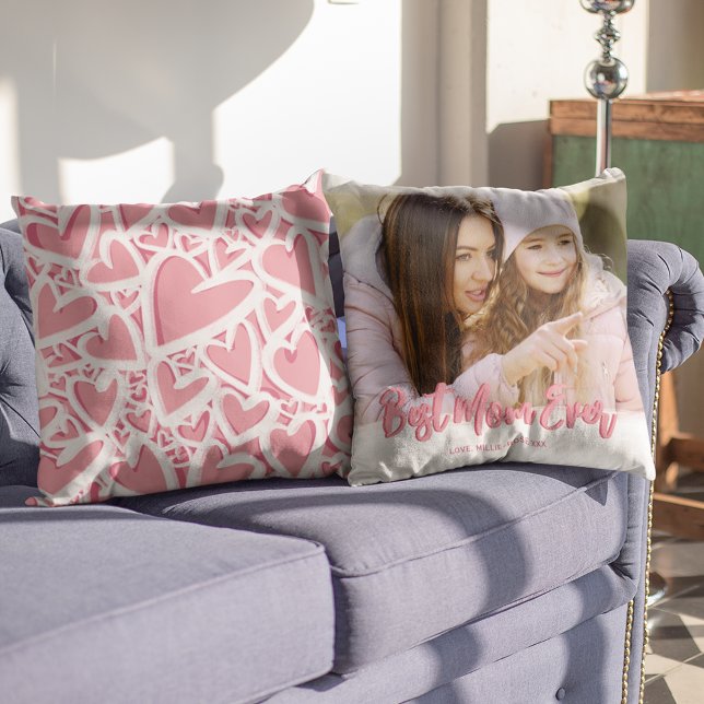 Rosa Heart Best Mamma någonsin Photo Kudde (Skapare uppladdad)