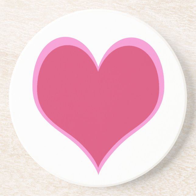 Rosa Heart Beverage Coaster Underlägg Sandsten (Framsidan)
