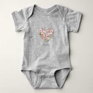Rosa Heart Blommigt Baby Bodykosten T Shirt
