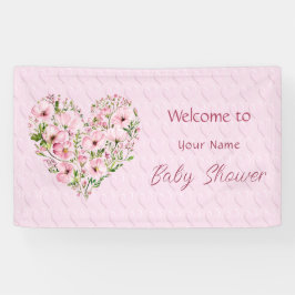 Rosa Heart Blommigt Baby Shower Banner