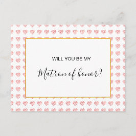 Rosa Heart Blommigt Garland Matron of Hedersbete Inbjudan Vykort