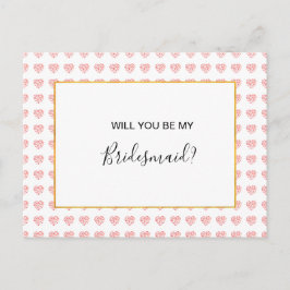 Rosa Heart Blommigt Garland Matron of Hedersbete Inbjudan Vykort