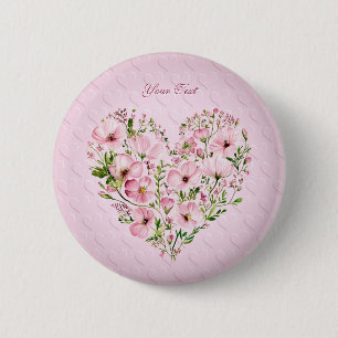 Rosa Heart-Blommigt-knapp Knapp