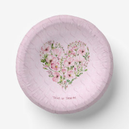Rosa Heart Blommigt Papper Bowl