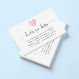 Rosa Heart Bokar for Baby Shower Tilläggskort